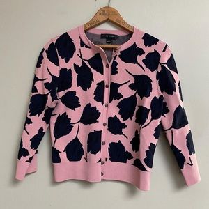 Ann Taylor dusty pink cardigan in navy flowers